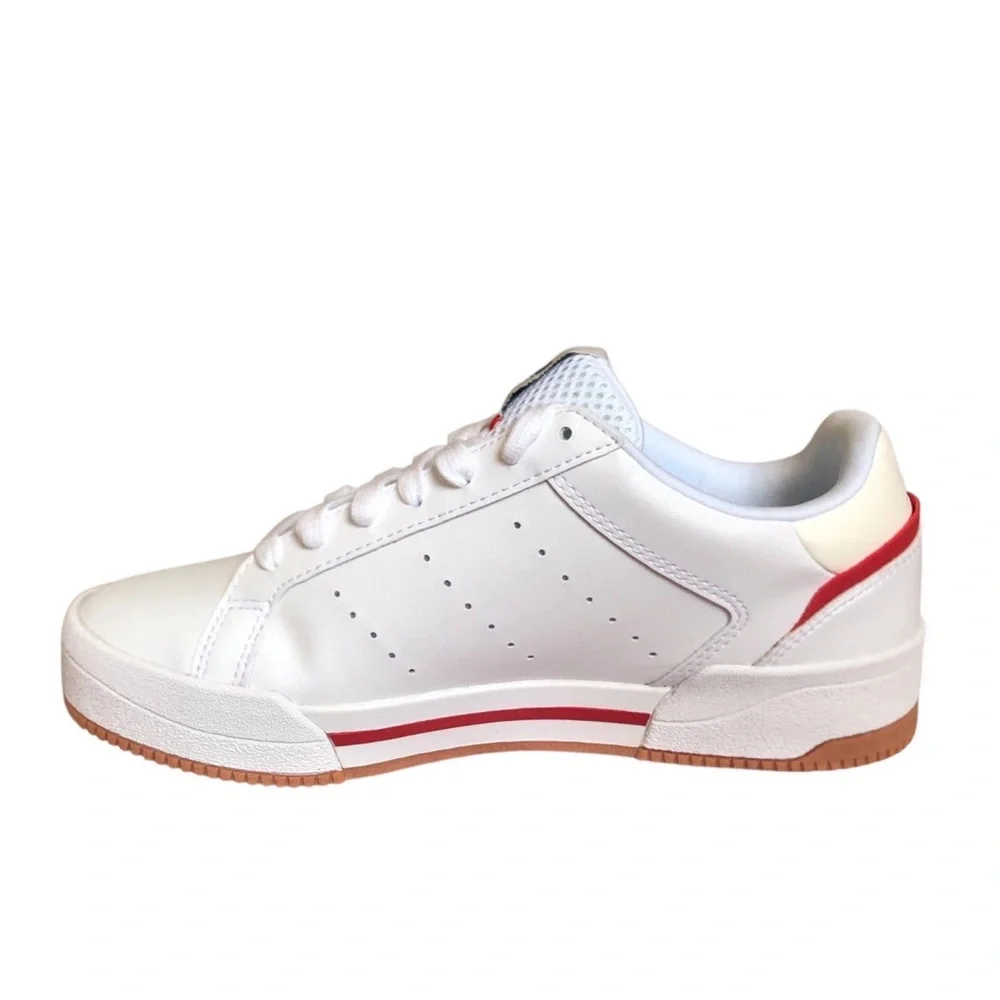 ADIDAS Men’s Originals Court Tourino White Sneakers w/ Red Accent Low-Top Sz 5.5